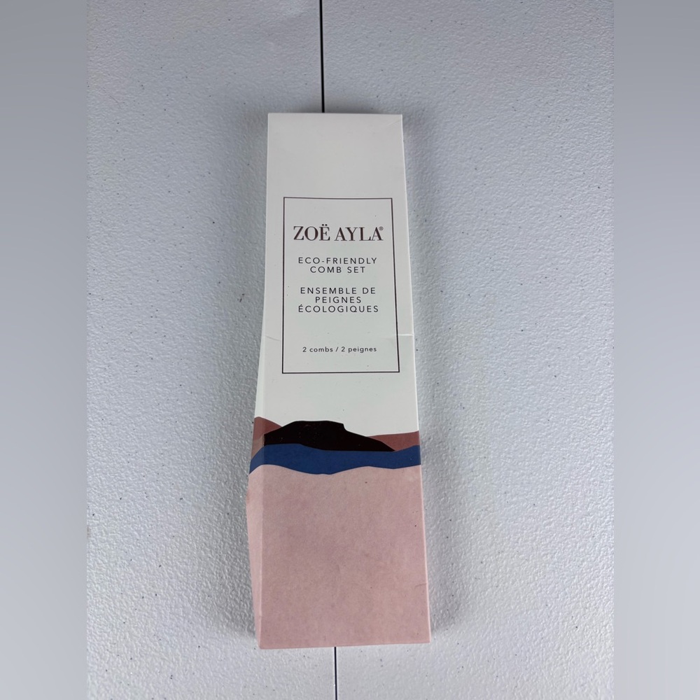 Zoe Ayla Eco‑Friendly Comb Set 2-pc Large & Small Tooth -NIB